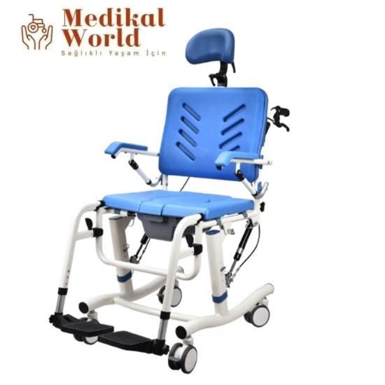 Poylin P620 Tilt Özellikli Baş Destekli Alüminyum Banyo Tuvalet Sandalyesi